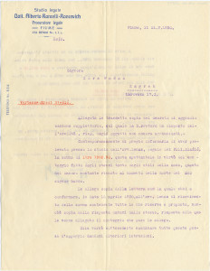 PPMHP 113917: Dopis odvjetnika Alberta Rončevića Zori Fućak od 21. svibnja 1930.