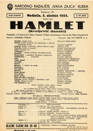 PPMHP 116993: Letak za predstavu Hamlet