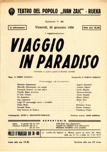 PPMHP 118230: Letak za predstavu Viaggio in paradiso