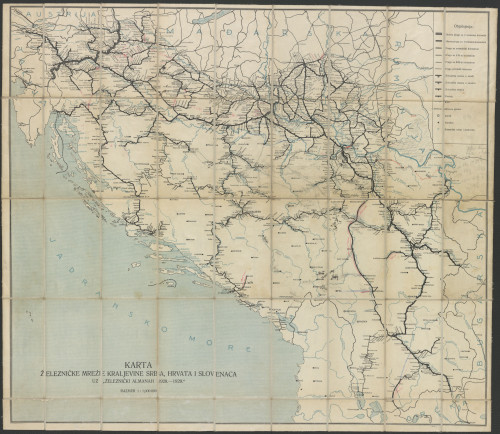 PPMHP 150513: Karta željezničke mreže Kraljevine Srba, Hrvata i Slovenaca uz Željeznički almanah 1928-1929.