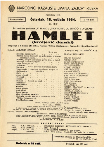 PPMHP 116996: Letak za predstavu Hamlet