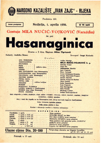 PPMHP 118534: Oglas za predstavu Hasanaginica