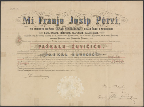 PPMHP 101955: Diploma o imenovanju Paškala Žuvančića 