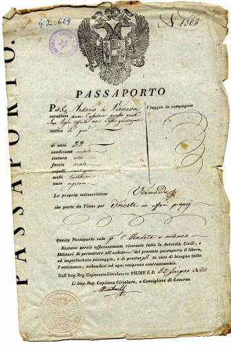 PPMHP 118884: Putovnica Antonia de Vernede • Passaporto Antonio de Verneda