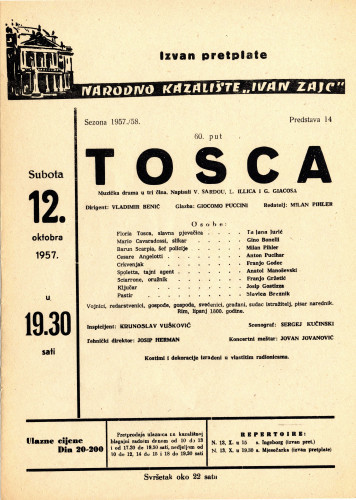 PPMHP 119360: Oglas za predstavu Tosca