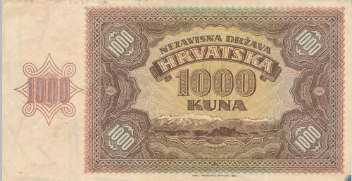PPMHP 140977: 1000 kuna - tzv. Nezavisna Država Hrvatska