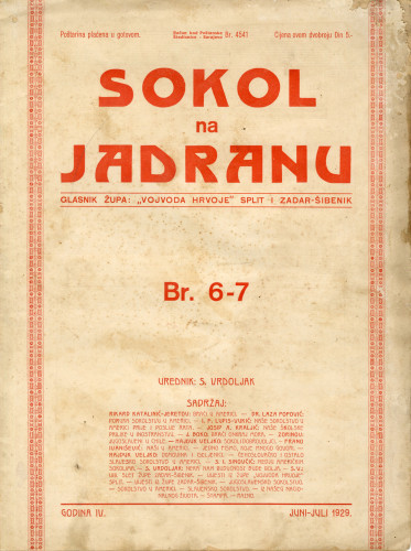 PPMHP 115905: Sokol na Jadranu • Glasnik župa: Vojvoda Hrvoje Split i Zadar-Šibenik • Godina IV. Broj 6-7