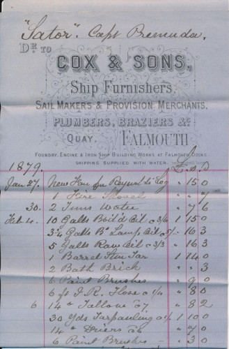 PPMHP 135875: Račun za kupovinu  za jedrenjak Sattor