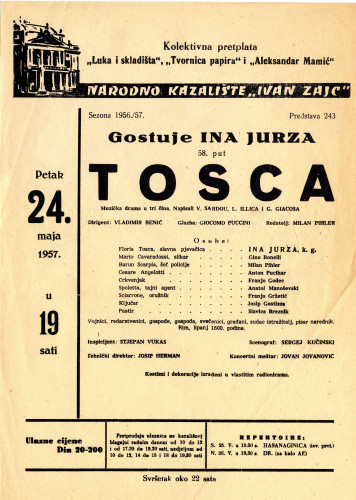 PPMHP 119362: Oglas za predstavu Tosca