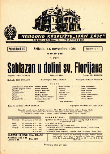 PPMHP 118894: Oglas za predstavu Sablazan u dolini sv. Florijana