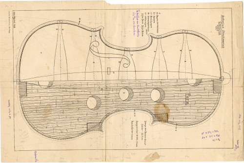PPMHP 140862: Nacrt unutarnje forme i  zvučnice Stradivarijeve violine iz 1720 • Antonius Stradivarius Cremona 1720