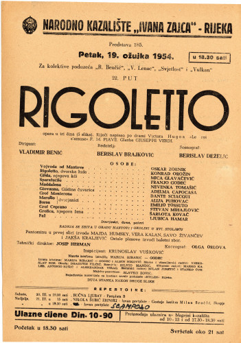 PPMHP 116665: Letak za predstavu Rigoletto