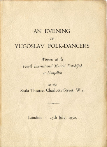 PPMHP 169532: Program plesova jugoslavenskih narodnih plesača u Londonu