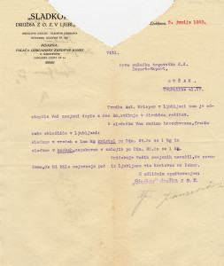 PPMHP 106714: Dopis Sladkor z o.z. Ljubljana