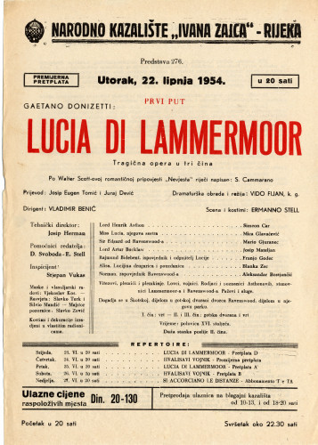 PPMHP 116667: Letak za predstavu Lucia di Lammermoor