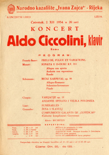 PPMHP 116833: Letak za koncert Alda Ciccolinija