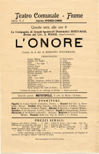 PPMHP 115538: Oglas za komediju L'Onore • L'Onore, comm. in 4 atti