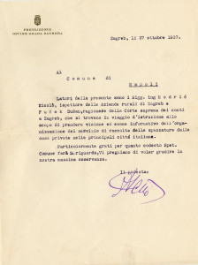 PPMHP 113931: Dopis Općine grada Zagreba Općini grada Napulja od 1937. godine