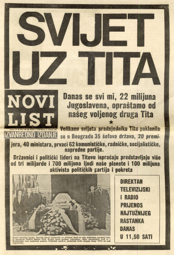 PPMHP 170205: Novi list, izvanredno izdanje povodom smrti J. B. Tita