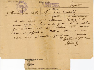 PPMHP 145659: Telegram upućen zapovjedniku Drachsleru s talijanske torpiljarke G. Acerbi