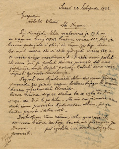 PPMHP 107037: Dopis upućen Teobaldu Vlašiću zbog brašna