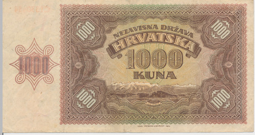 PPMHP 140978: 1000 kuna - tzv. Nezavisna Država Hrvatska