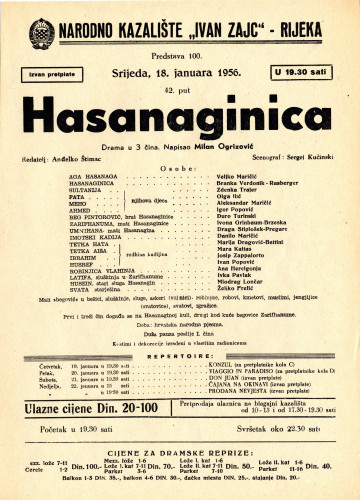 PPMHP 118536: Oglas za predstavu Hasanaginica