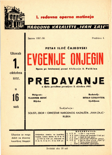 PPMHP 119140: Oglas za predstavu Evgenij Onjegin